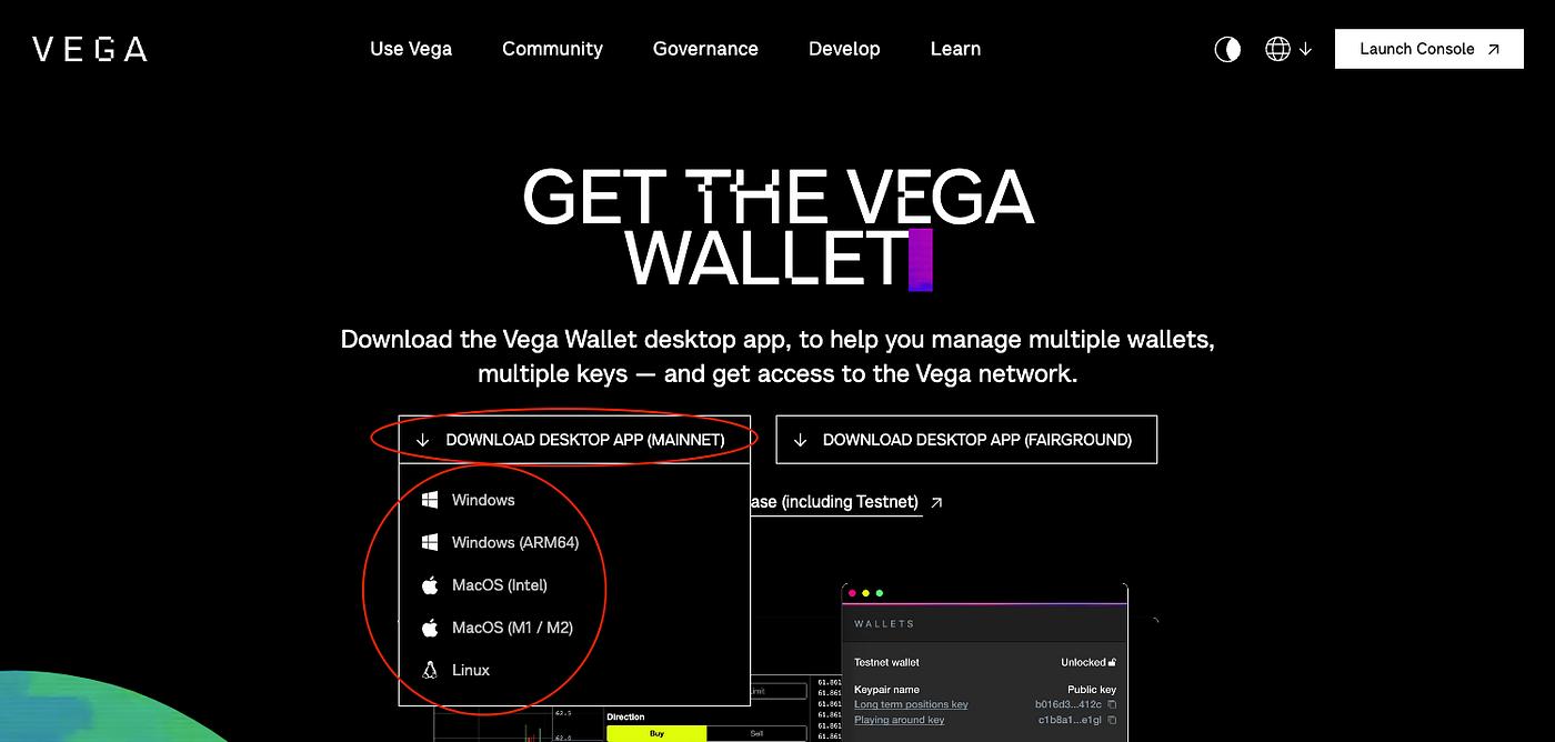 Vega Wallet, Account Registration, Setup Process